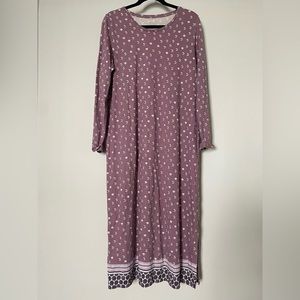 J JILL SLEEP Printed Ultrasoft Cuffed Sleeve Gown - Purple M
